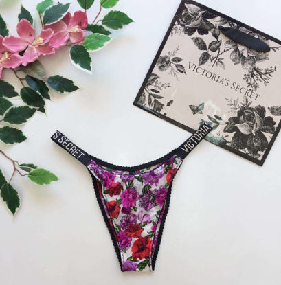 Imagen de Victoria's Secret  Panty Very Sexy Brazilian Blanco Flores Brillos S